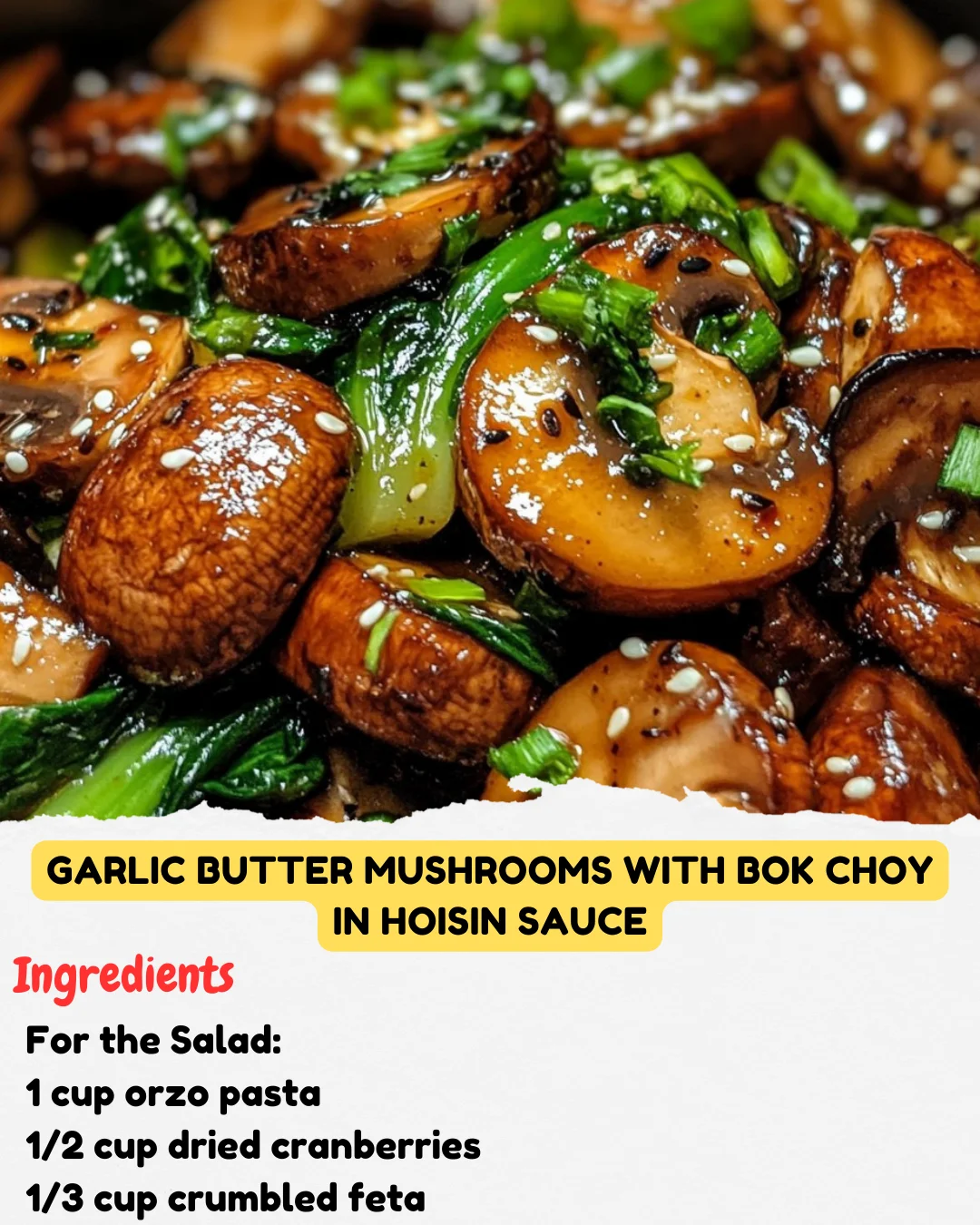Garlic Butter Mushrooms with Bok Choy in Hoisin Sauce