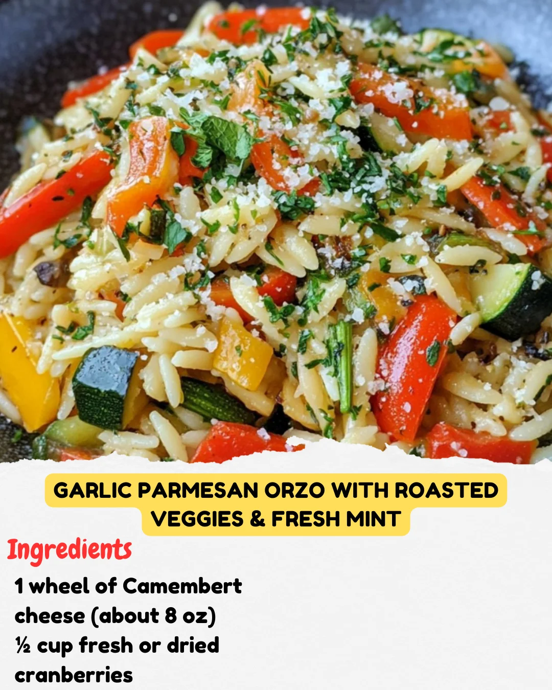 Garlic Parmesan Orzo with Roasted Veggies & Fresh Mint