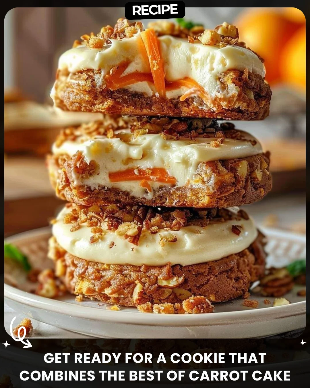 Get ready for a cookie that combines the best of carrot cake and cheesecake!