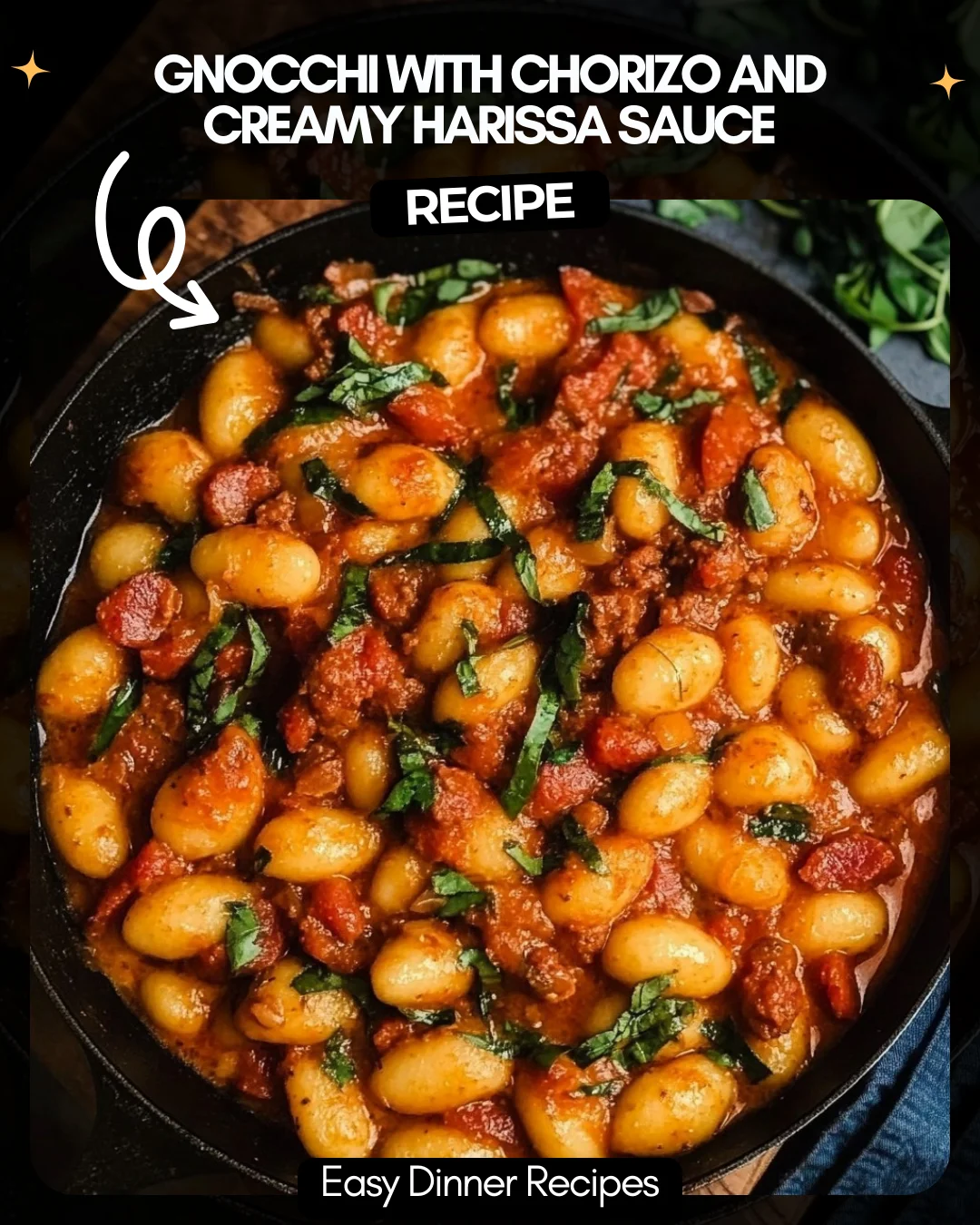 Gnocchi with Chorizo and Creamy Harissa Sauce
