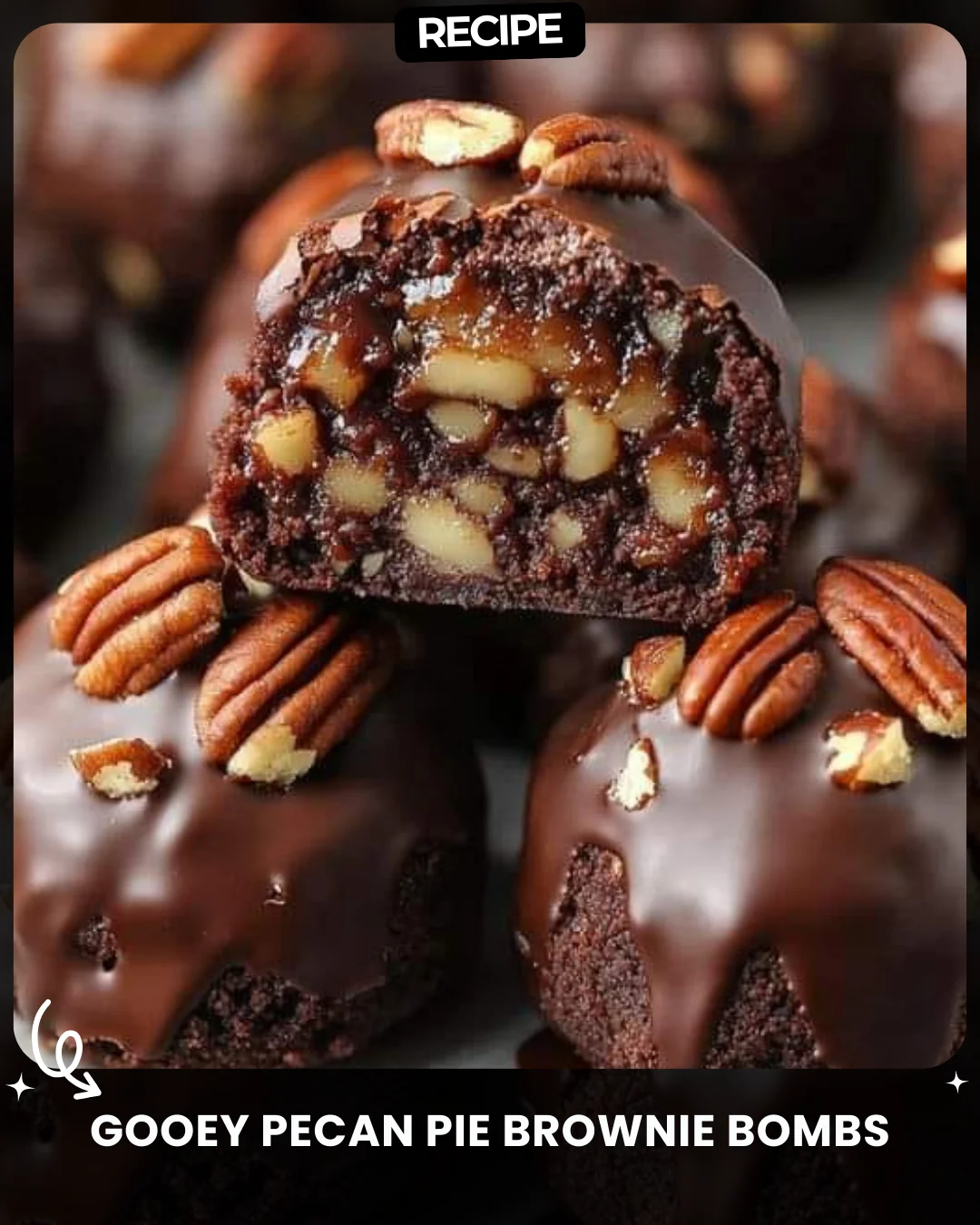 Gooey Pecan Pie Brownie Bombs