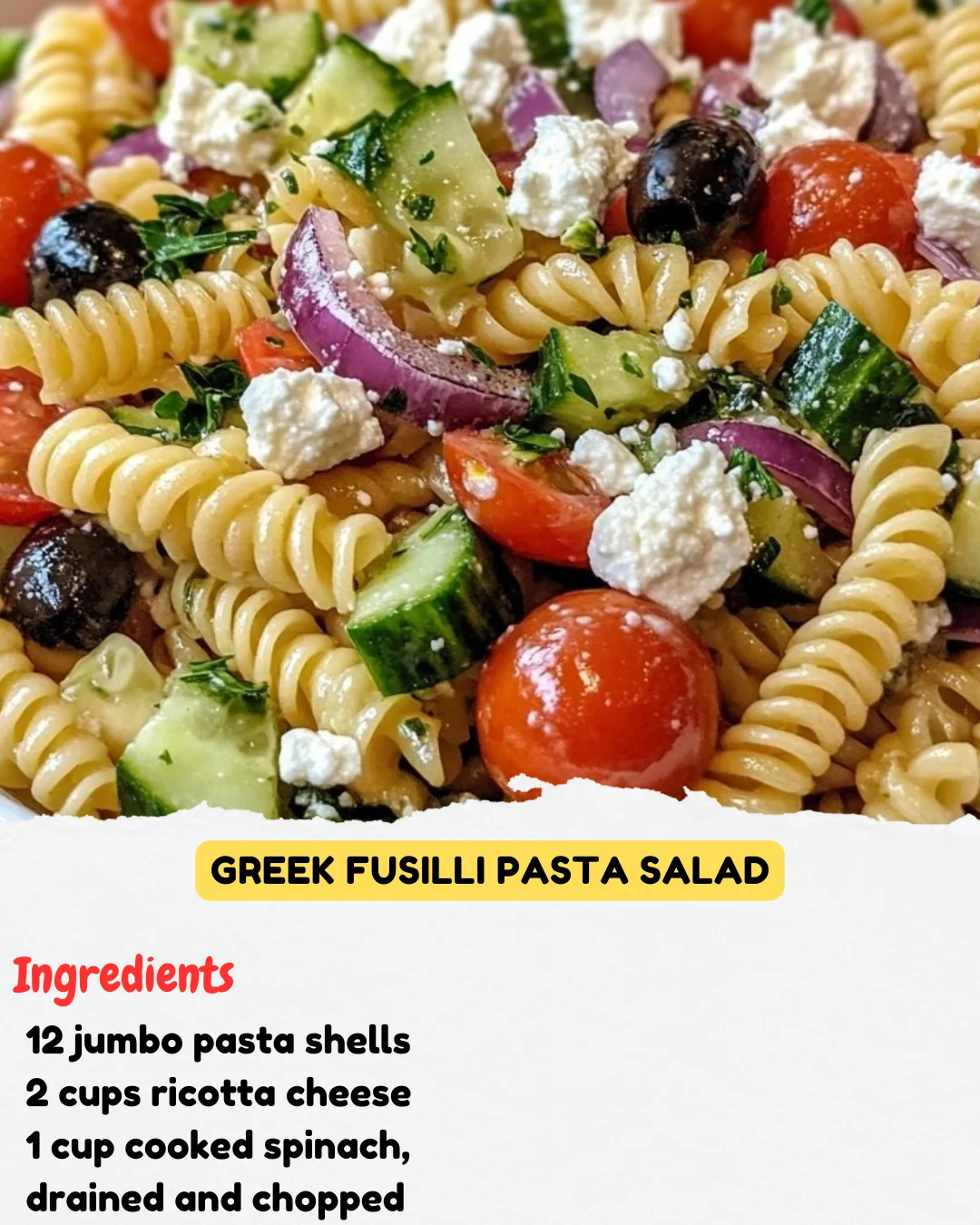 Greek Fusilli Pasta Salad