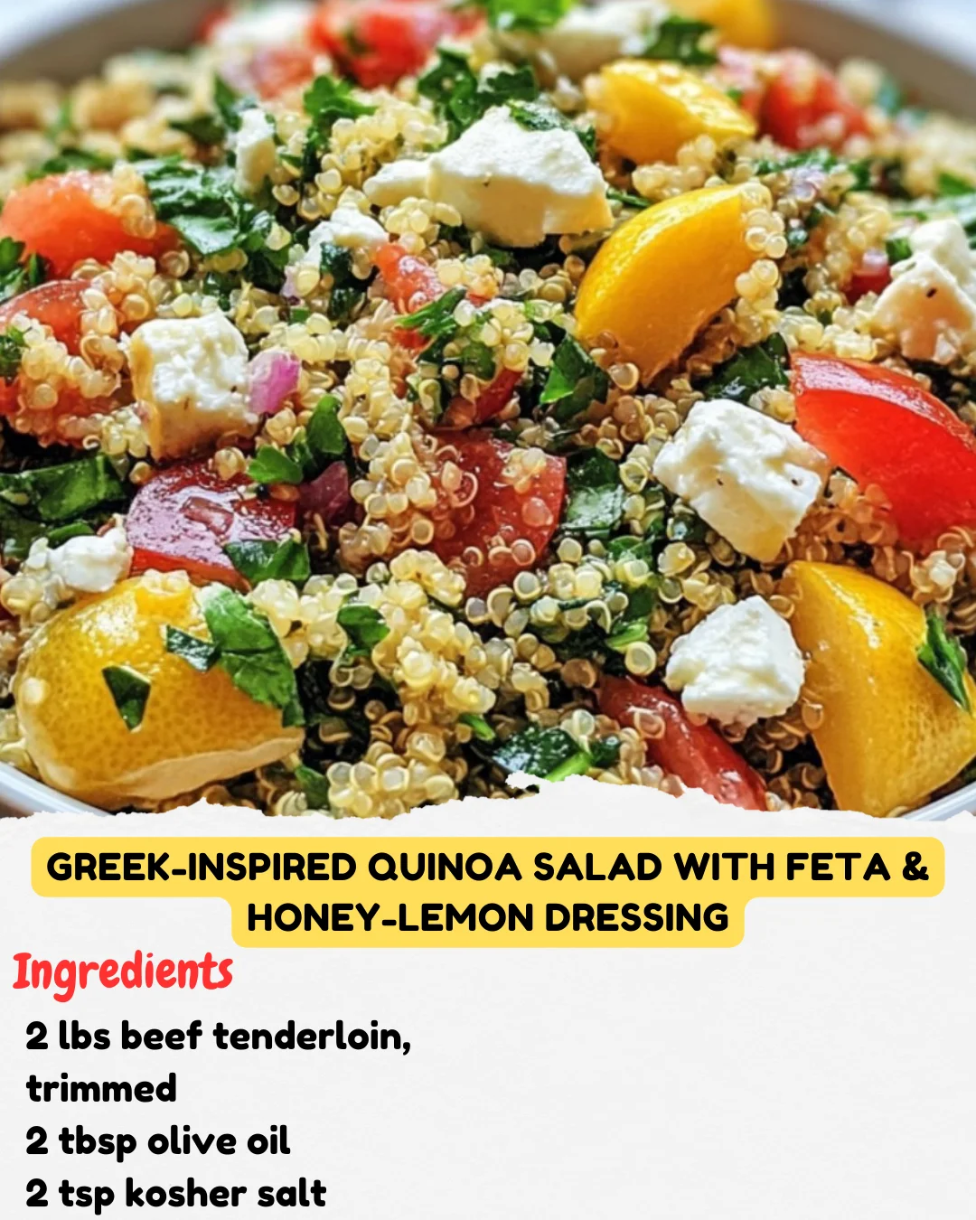 Greek-Inspired Quinoa Salad with Feta & Honey-Lemon Dressing