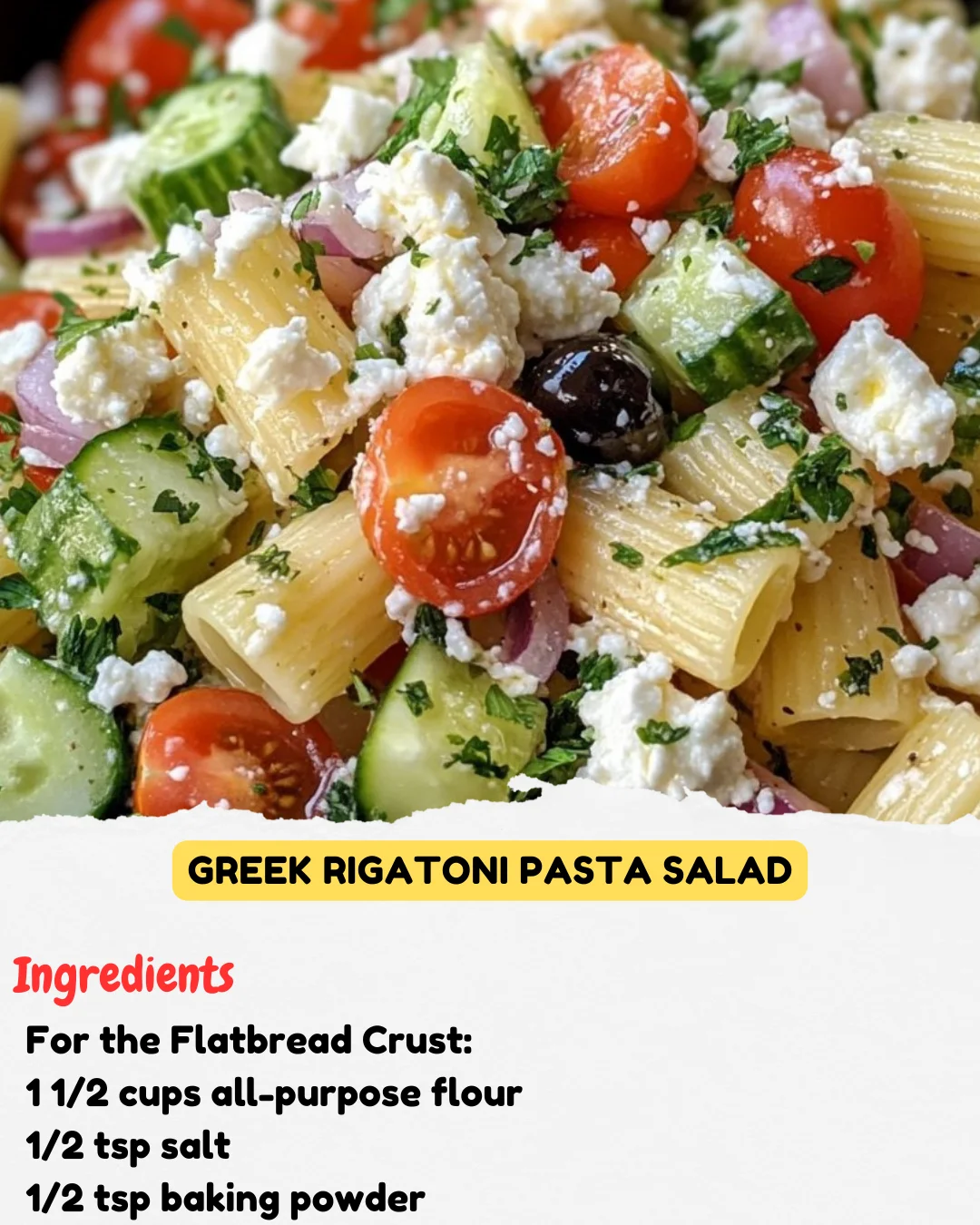 Greek Rigatoni Pasta Salad