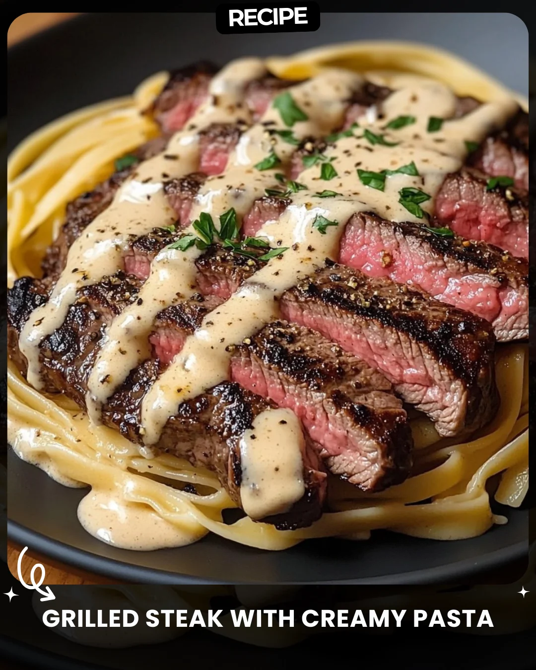Grilled Steak with Creamy Pasta