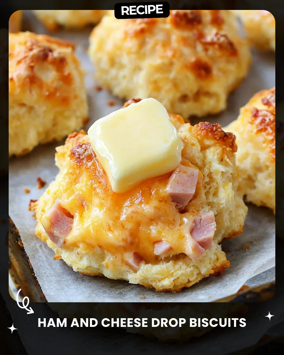 Ham and Cheese Drop Biscuits
