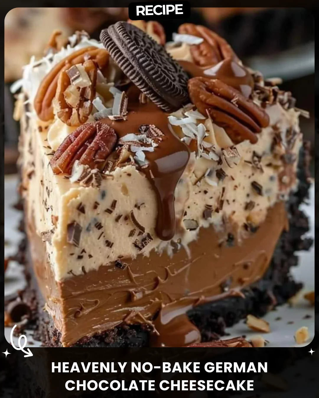 Heavenly No-Bake German Chocolate Cheesecake