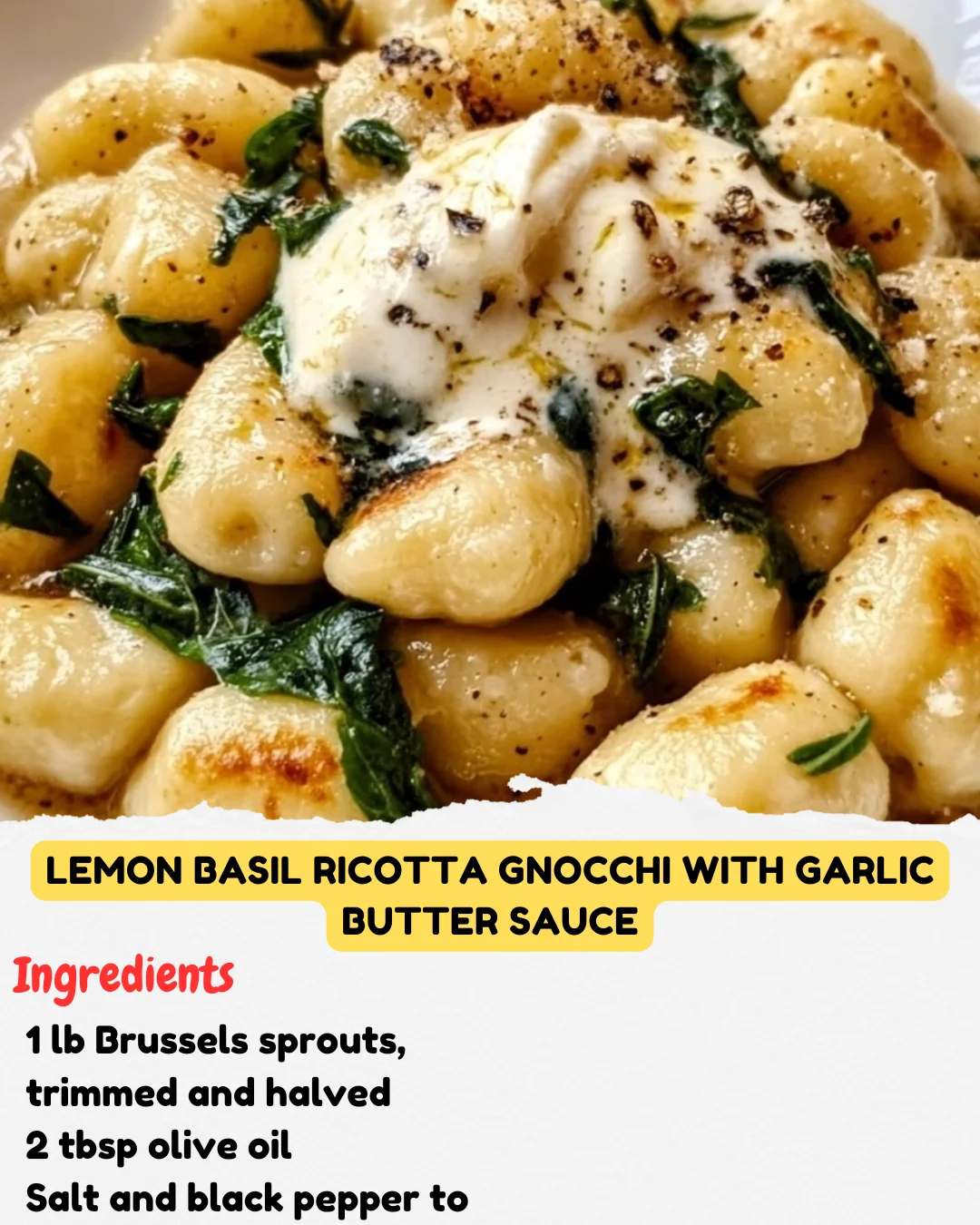Lemon Basil Ricotta Gnocchi with Garlic Butter Sauce
