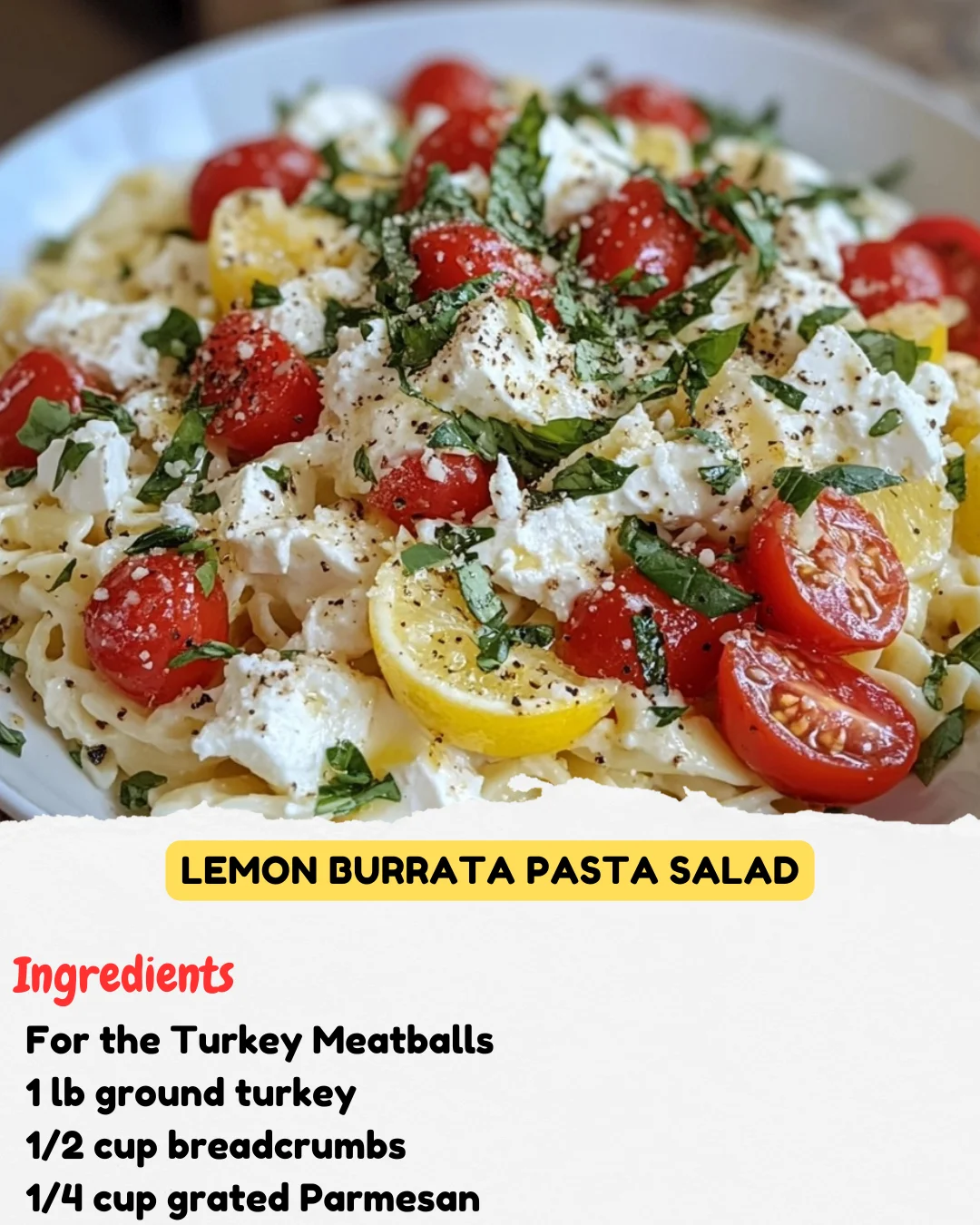Lemon Burrata Pasta Salad