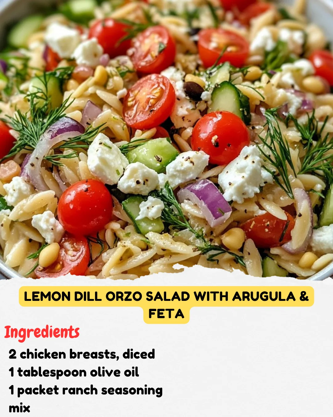 Lemon Dill Orzo Salad with Arugula & Feta