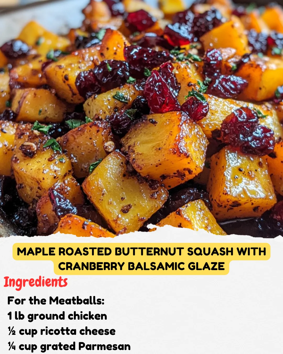 Maple Roasted Butternut Squash with Cranberry Balsamic Glaze