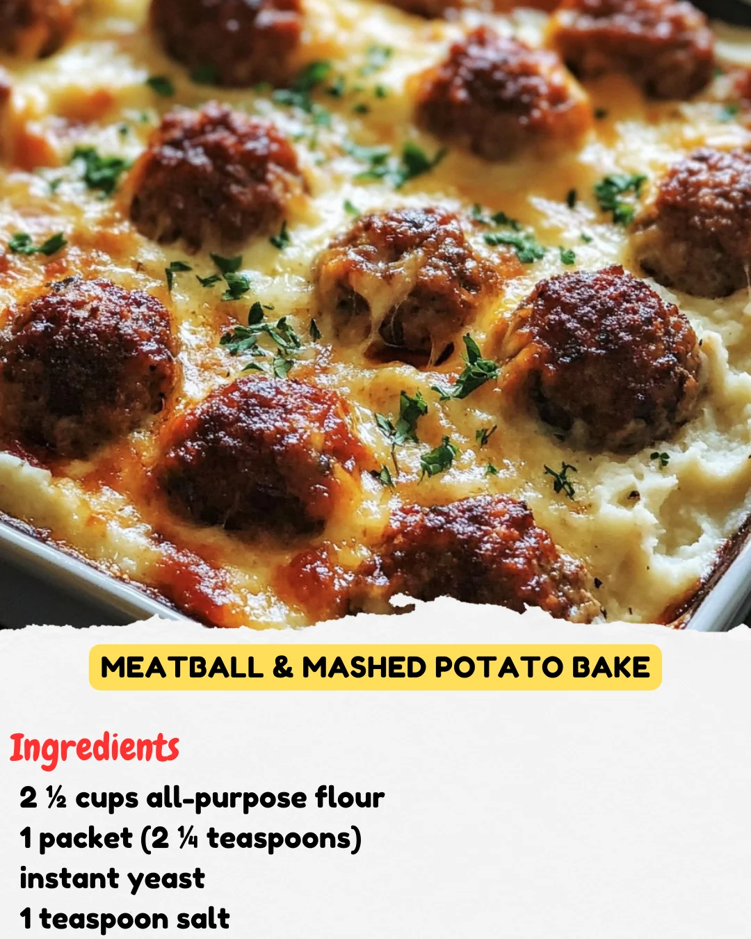 Meatball & Mashed Potato Bake