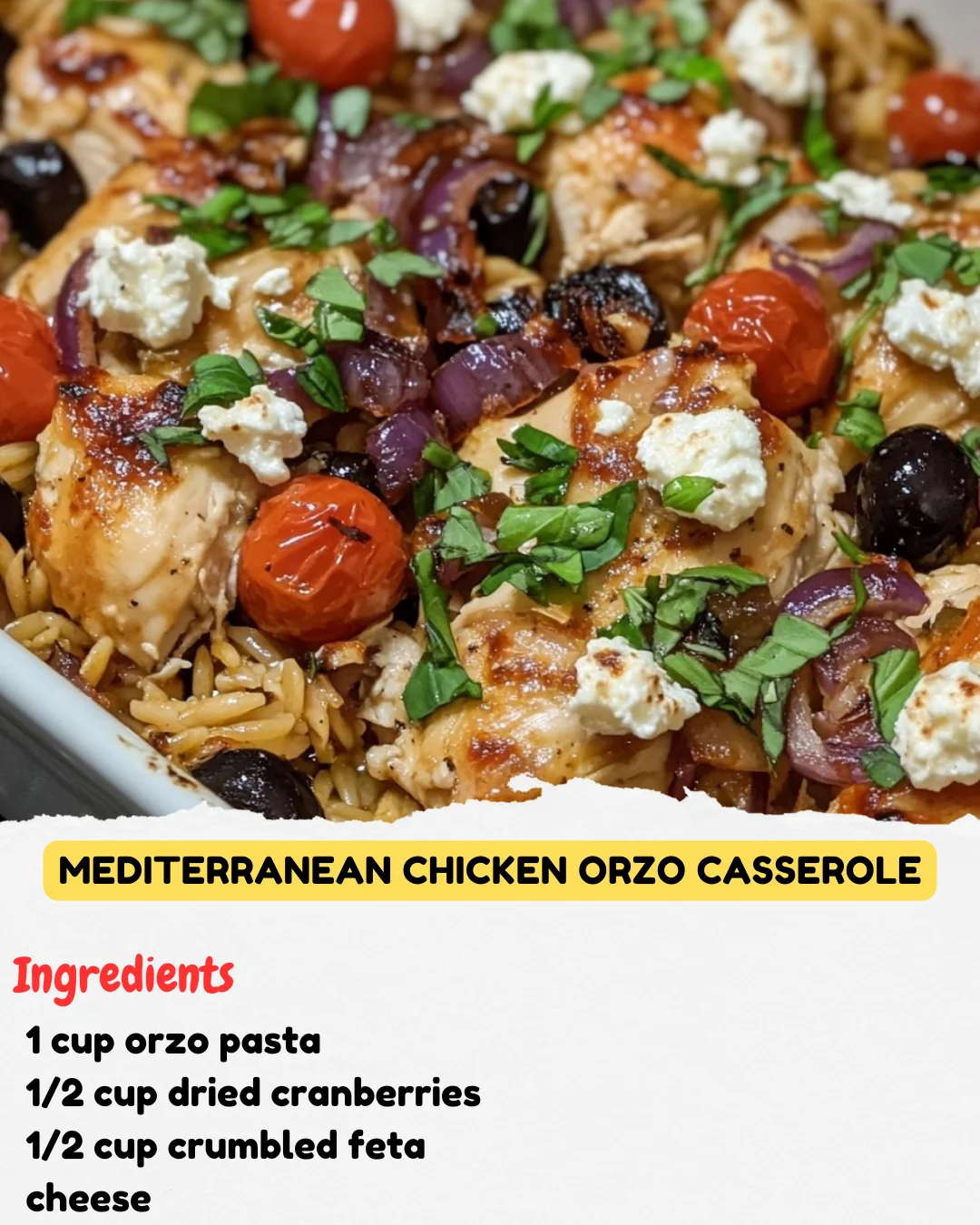 Mediterranean Chicken Orzo Casserole