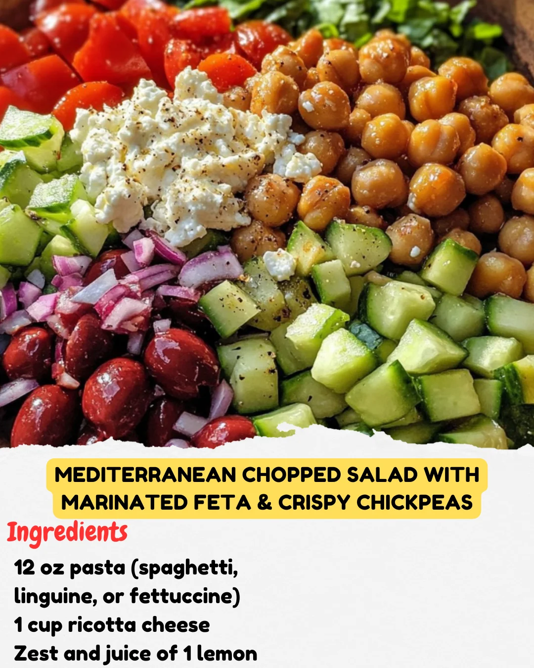 Mediterranean Chopped Salad with Marinated Feta & Crispy Chickpeas