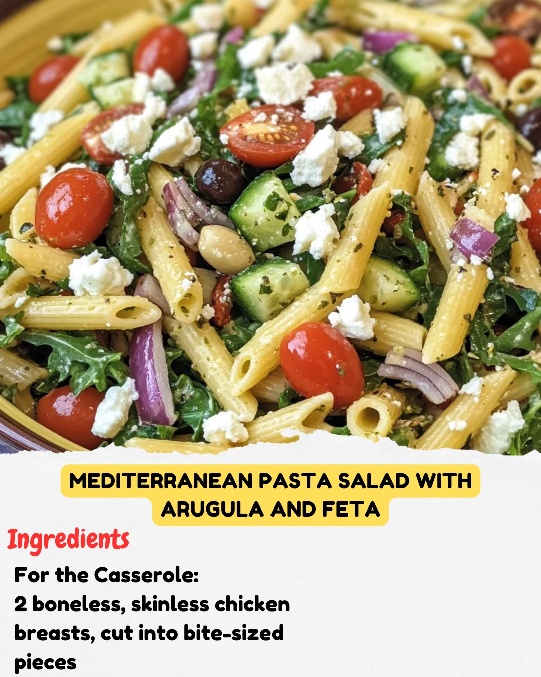 Mediterranean Pasta Salad with Arugula and Feta