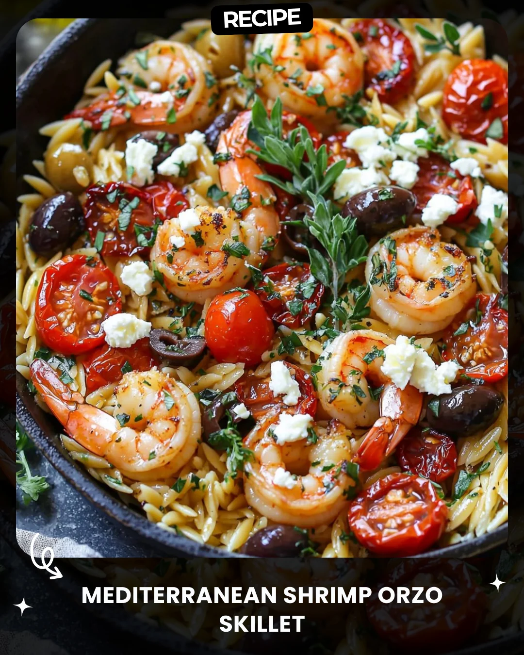 Mediterranean Shrimp Orzo Skillet