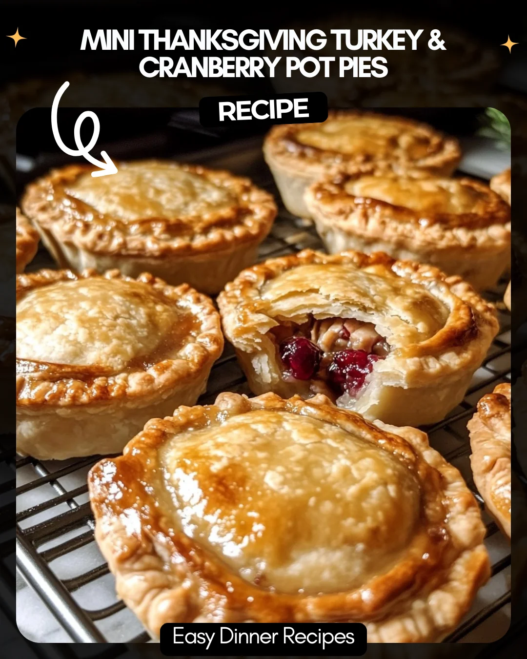 Mini Thanksgiving Turkey & Cranberry Pot Pies