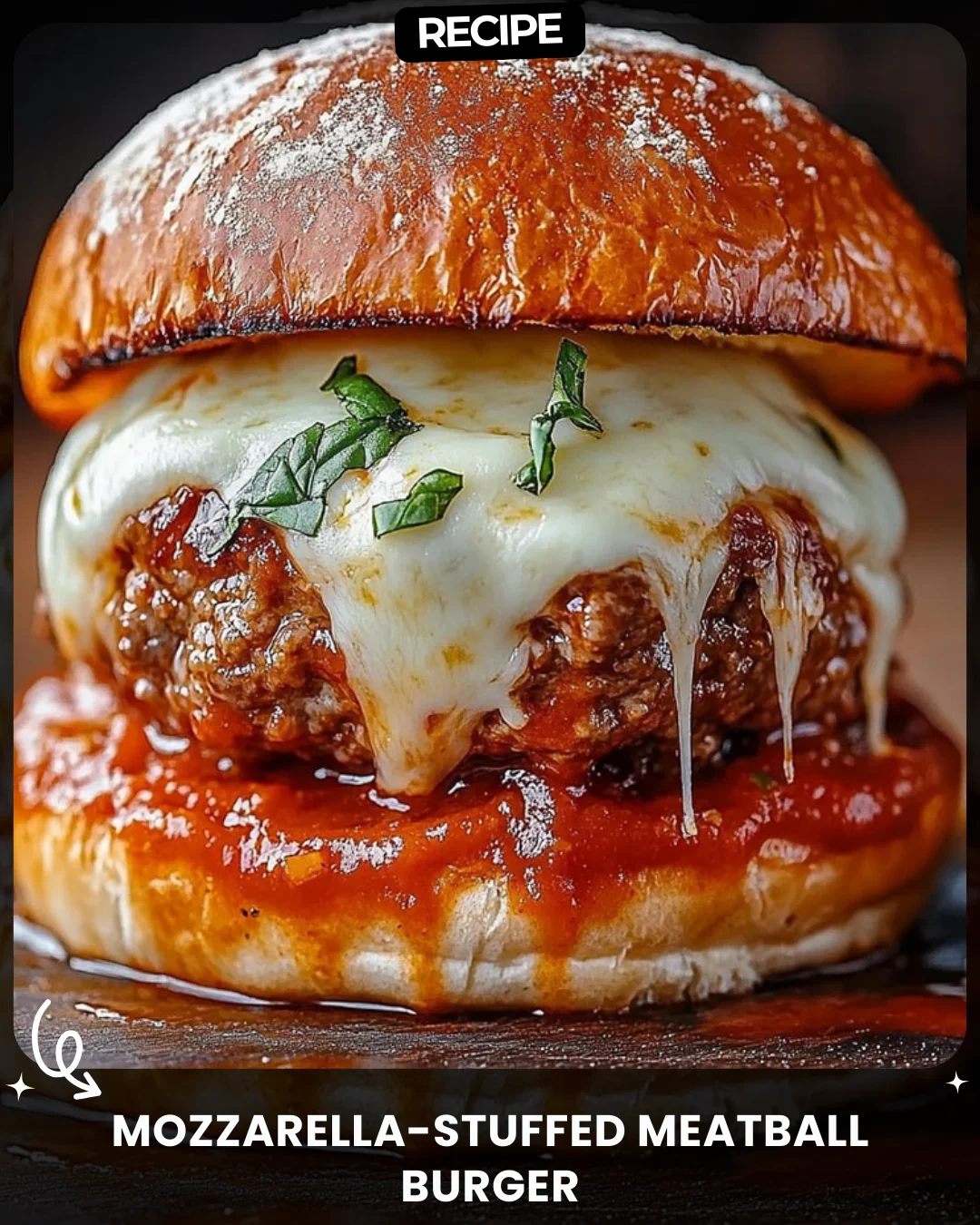 Mozzarella-Stuffed Meatball Burger