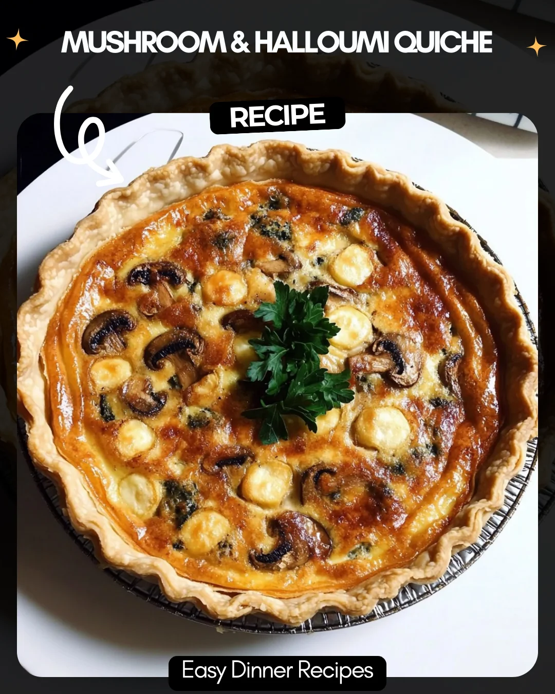 Mushroom & Halloumi Quiche