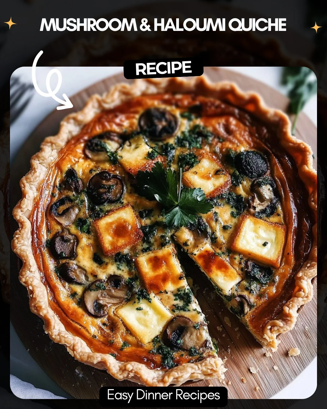 Mushroom & Haloumi Quiche