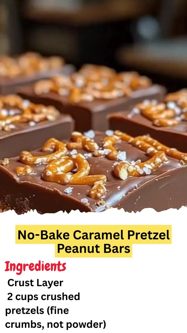 No-Bake Caramel Pretzel Peanut Bars
