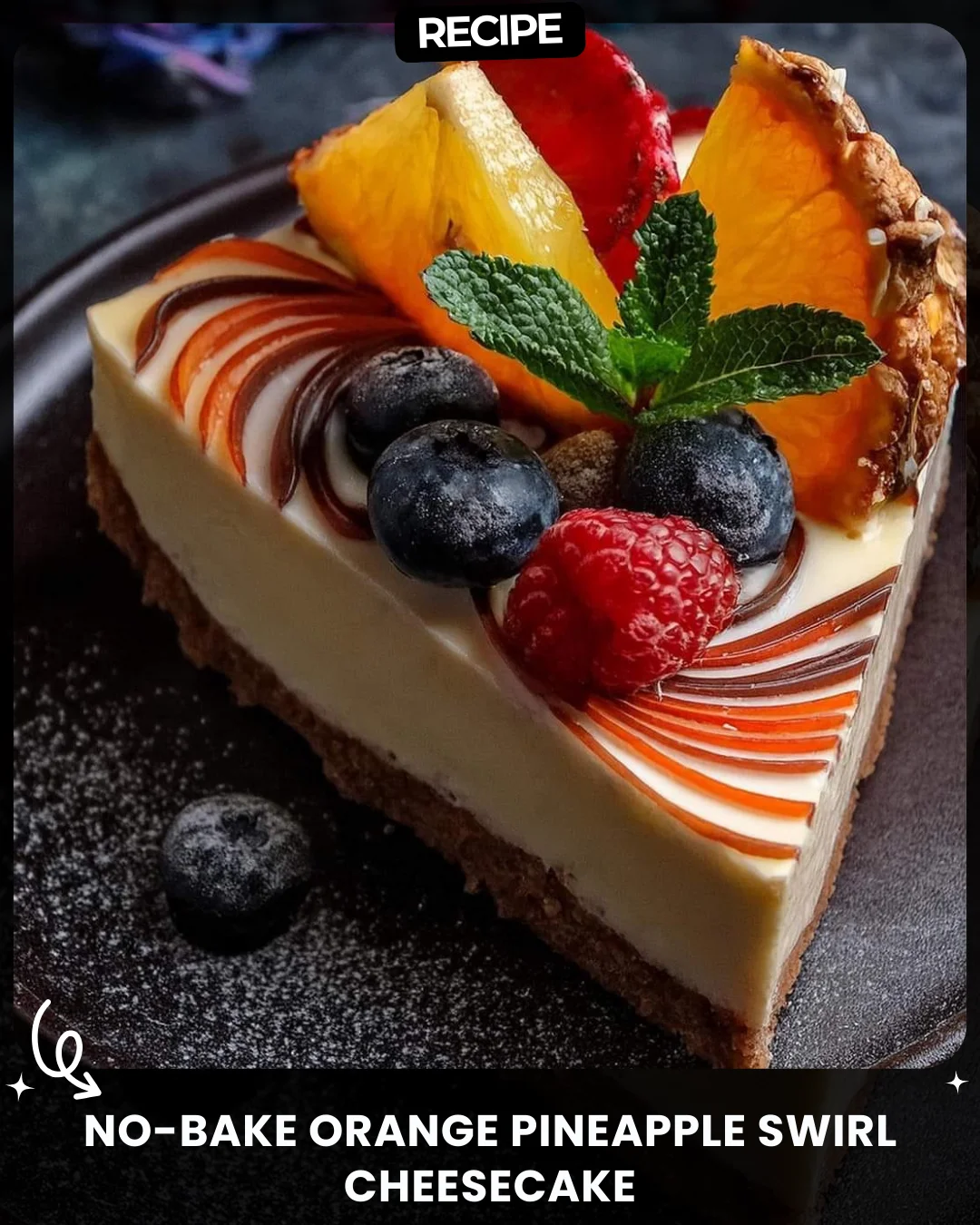 No-Bake Orange Pineapple Swirl Cheesecake