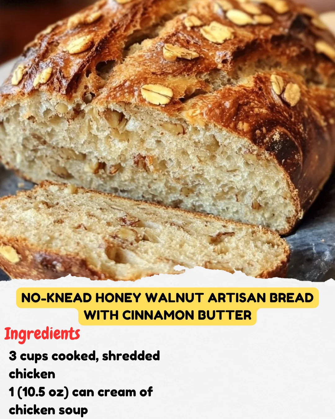 No-Knead Honey Walnut Artisan Bread with Cinnamon Butter