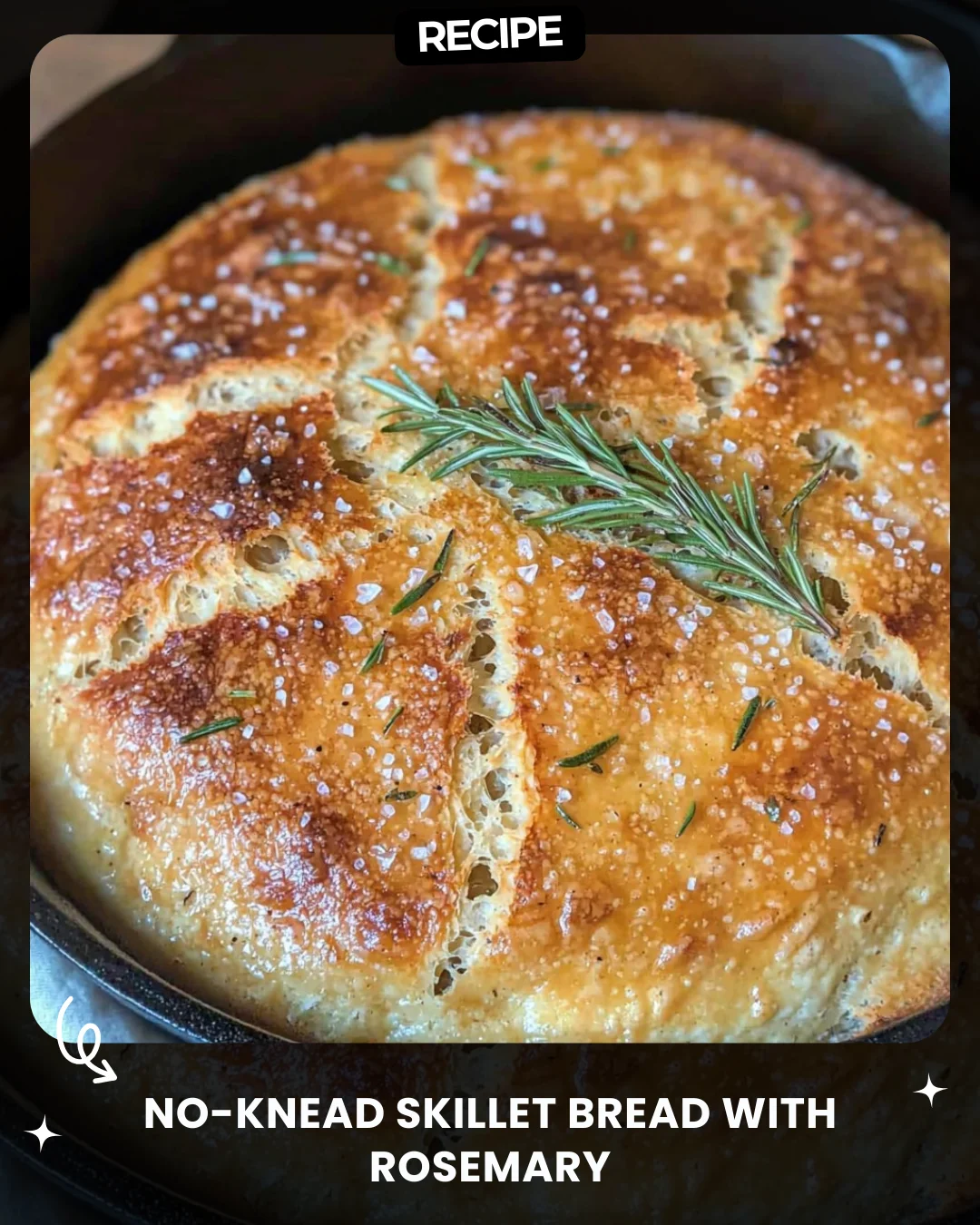 No-Knead Skillet Bread with Rosemary