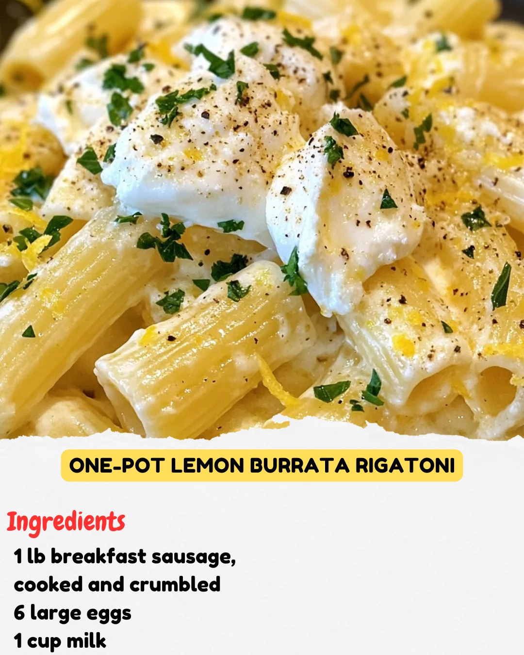 One-Pot Lemon Burrata Rigatoni