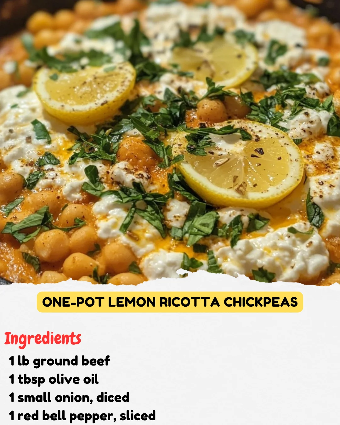 One-Pot Lemon Ricotta Chickpeas