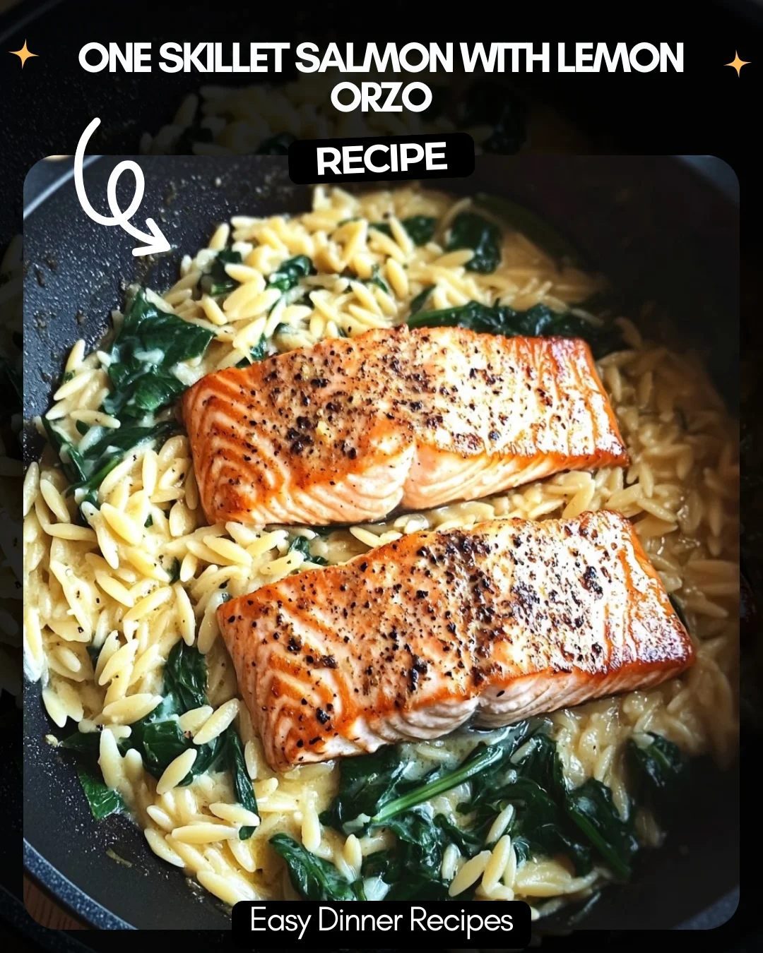 One Skillet Salmon with Lemon Orzo