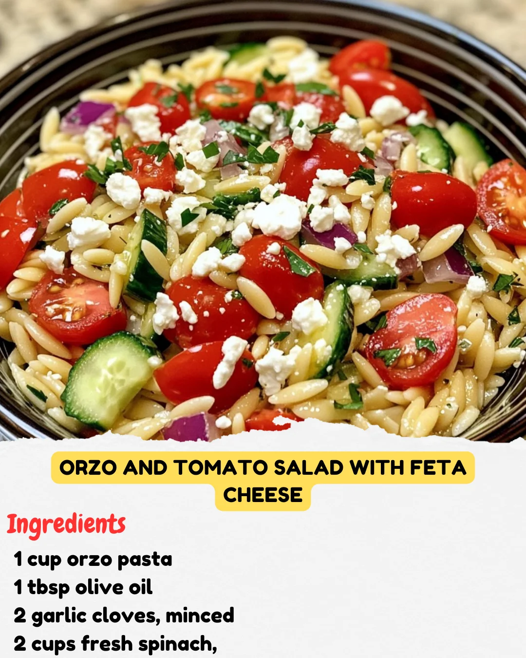 Orzo and Tomato Salad with Feta Cheese