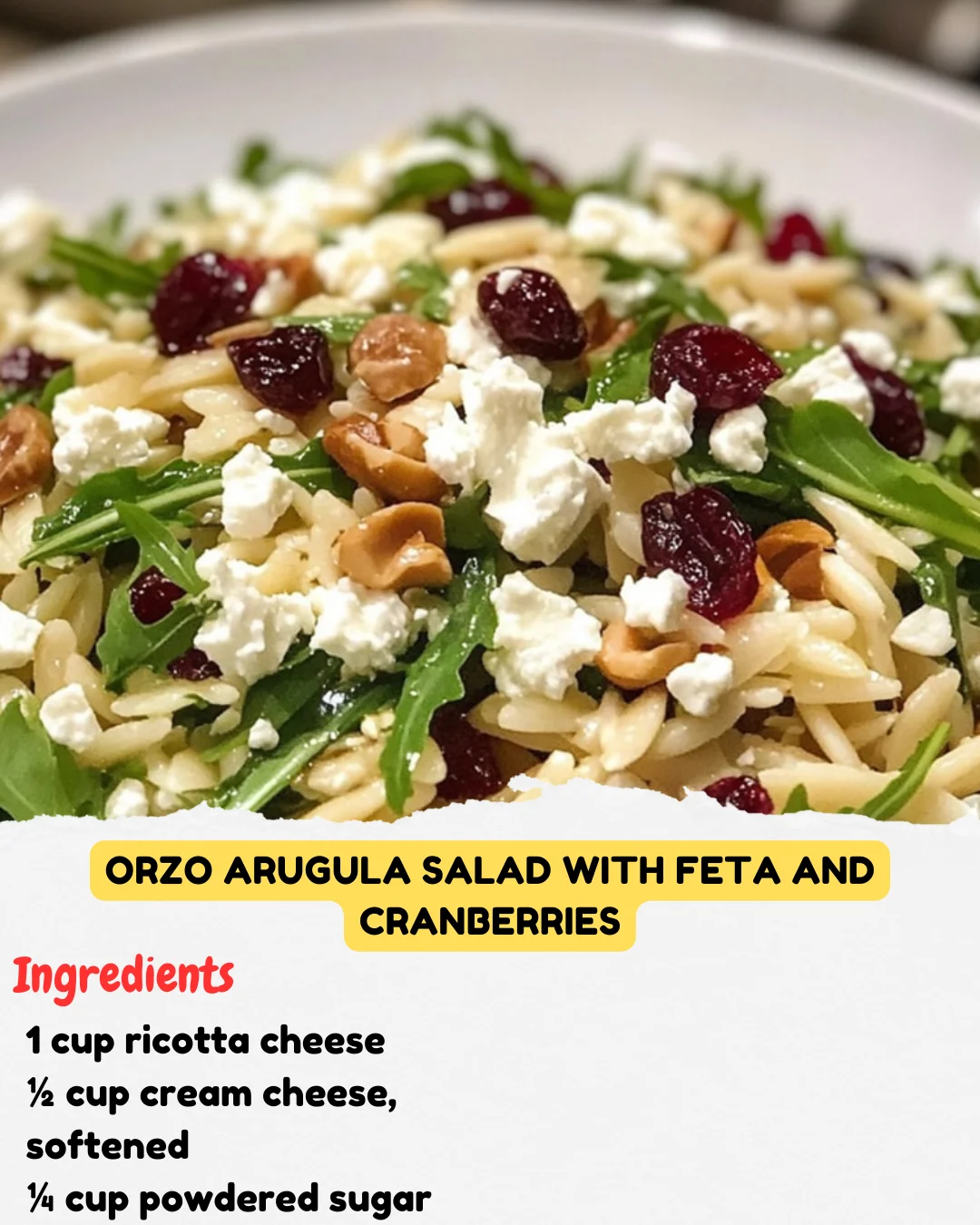 Orzo Arugula Salad with Feta and Cranberries