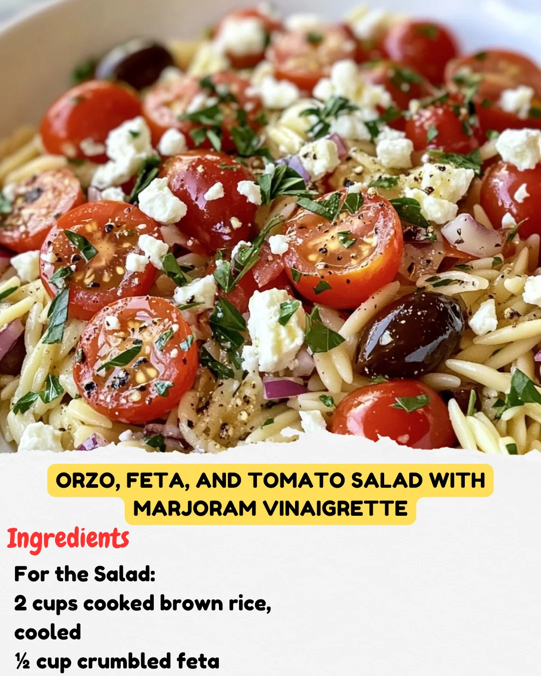 Orzo, Feta, and Tomato Salad with Marjoram Vinaigrette