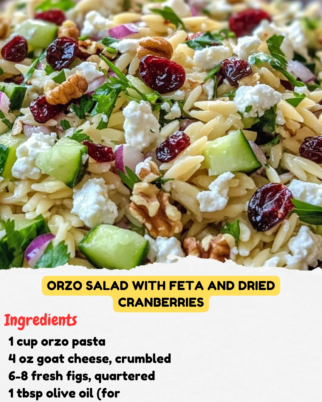 Orzo Salad with Feta and Dried Cranberries