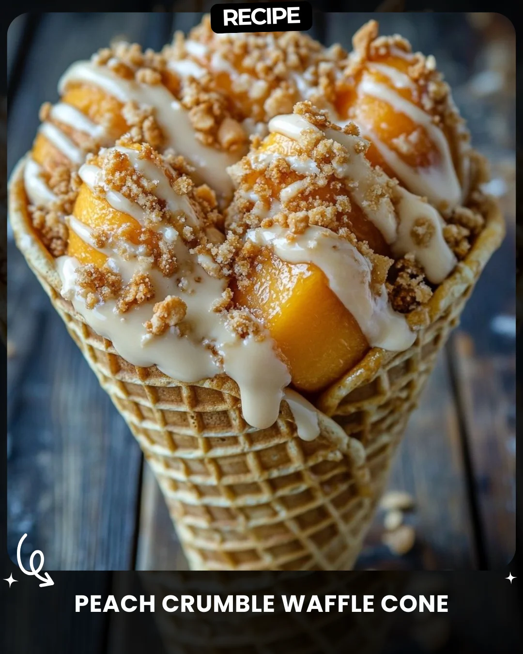 Peach Crumble Waffle Cone
