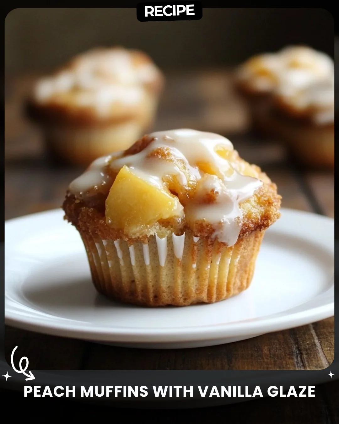 Peach Muffins with Vanilla Glaze