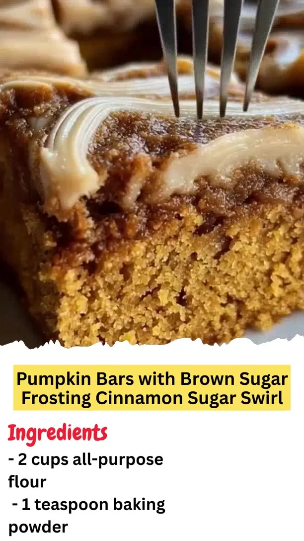Pumpkin Bars with Brown Sugar Frosting Cinnamon Sugar Swirl