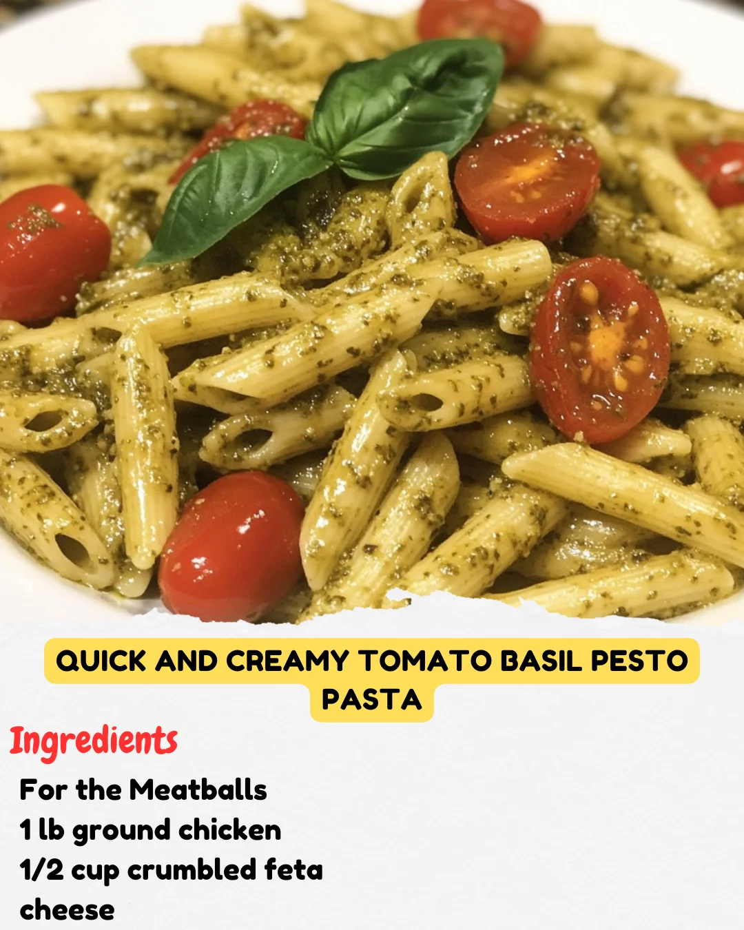 Quick and Creamy Tomato Basil Pesto Pasta