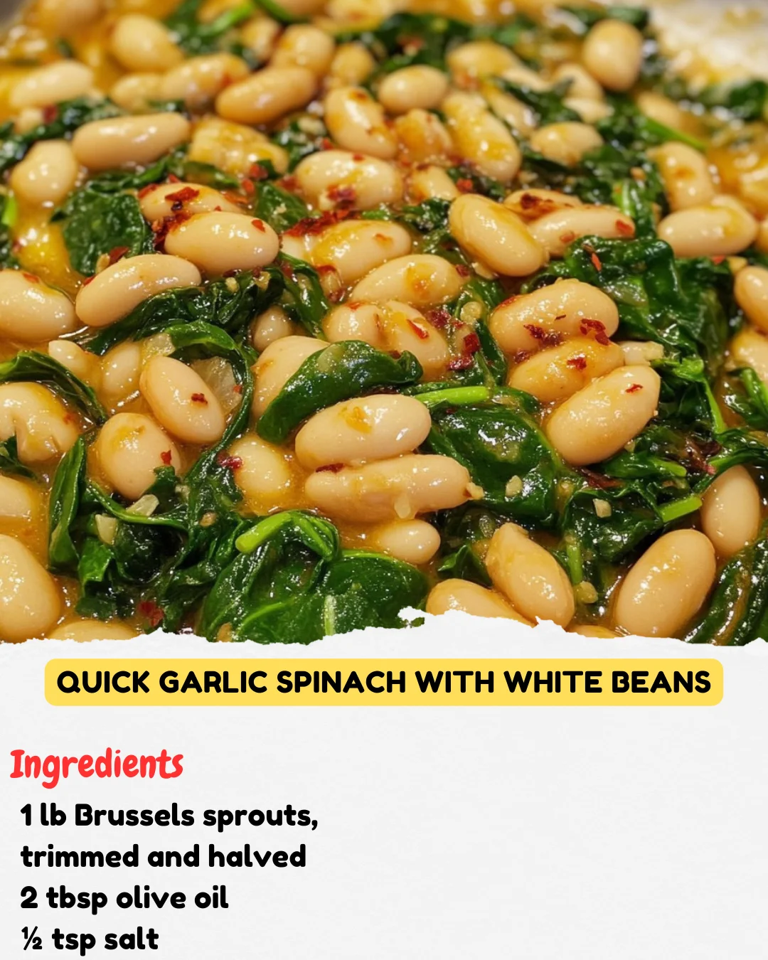 Quick Garlic Spinach with White Beans