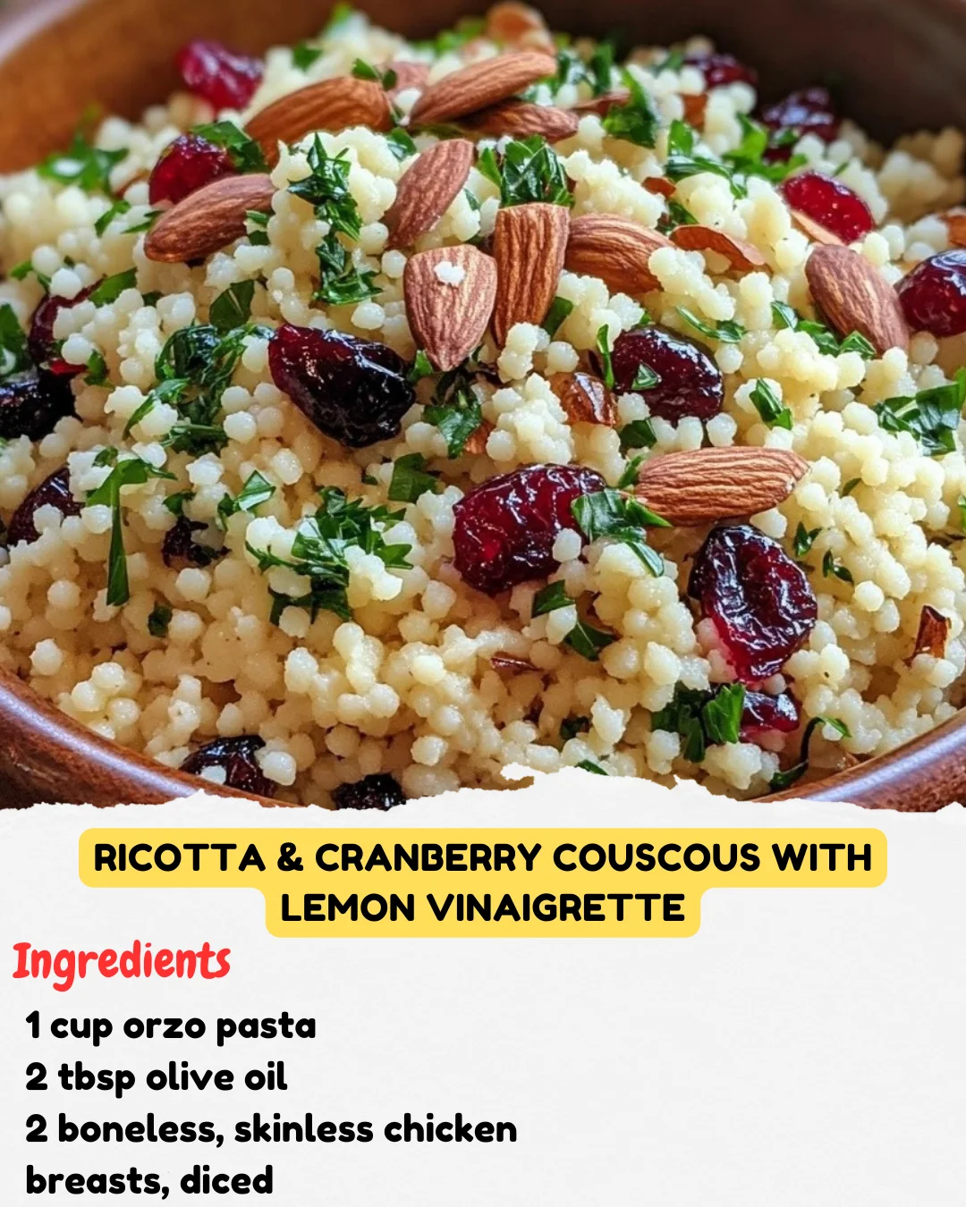 Ricotta & Cranberry Couscous with Lemon Vinaigrette
