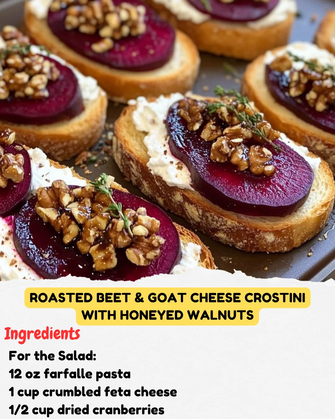 Roasted Beet & Goat Cheese Crostini with Honeyed Walnuts