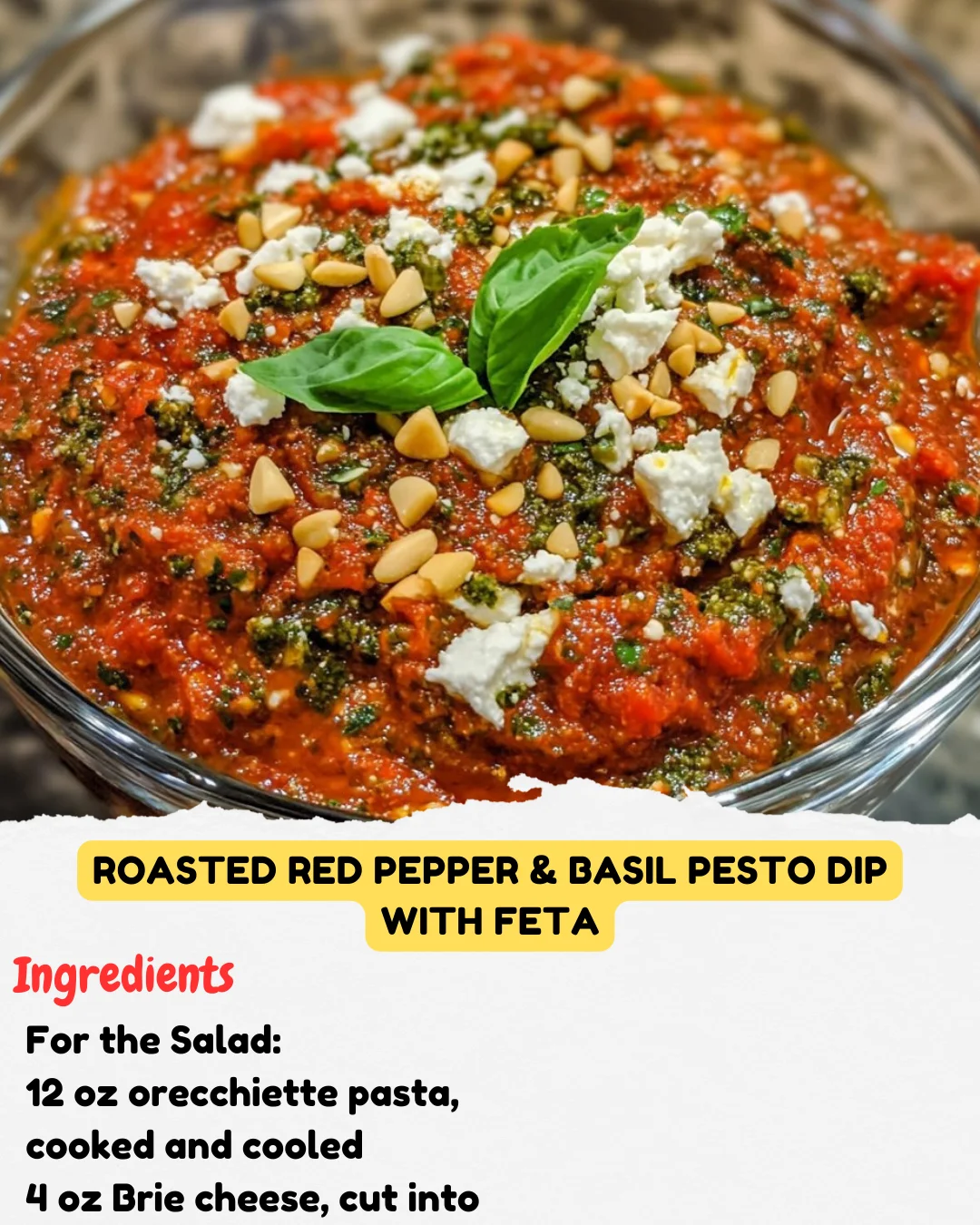 Roasted Red Pepper & Basil Pesto Dip with Feta