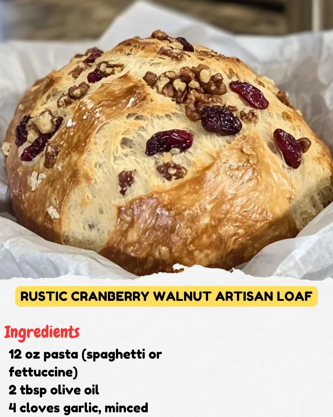 Rustic Cranberry Walnut Artisan Loaf
