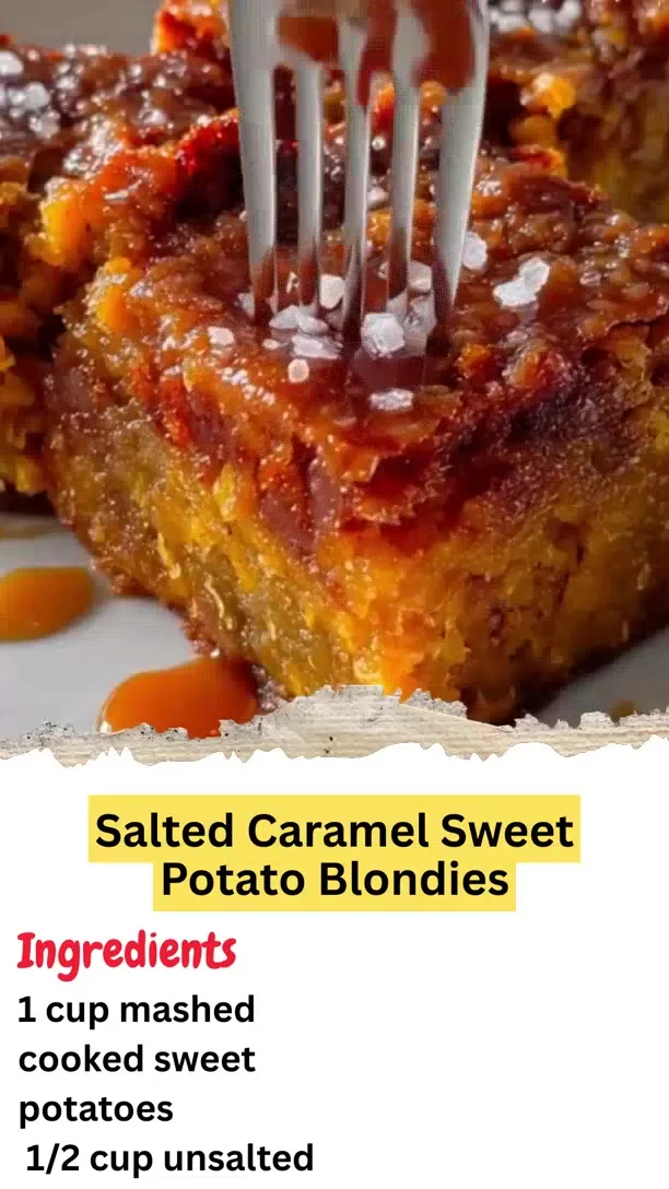 Salted Caramel Sweet Potato Blondies