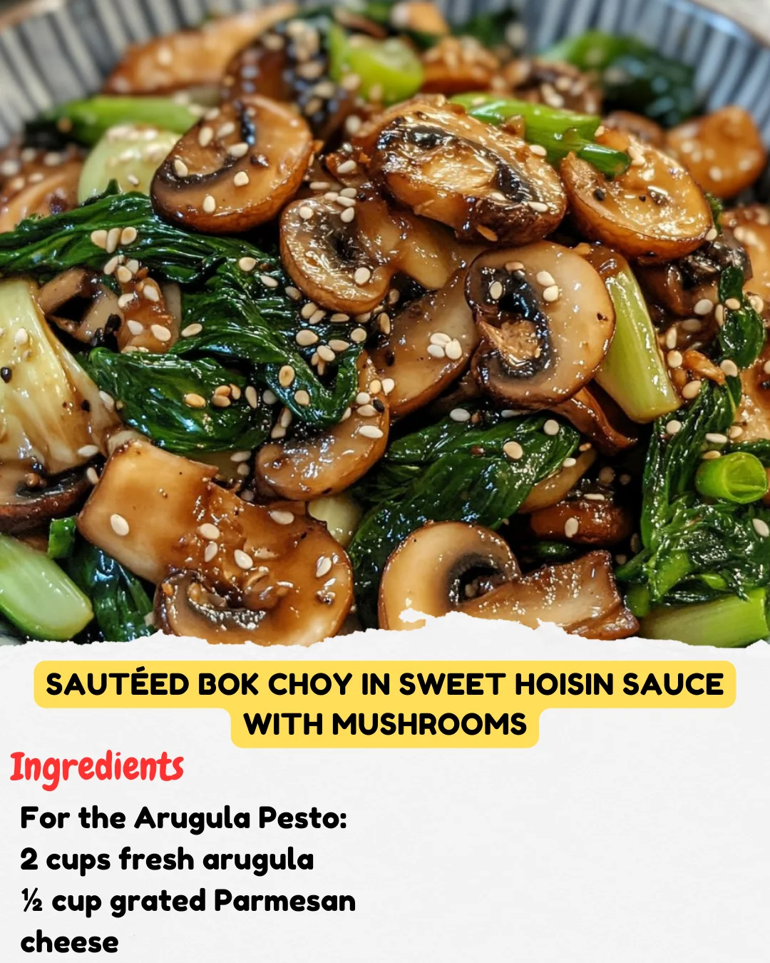 Sautéed Bok Choy in Sweet Hoisin Sauce with Mushrooms