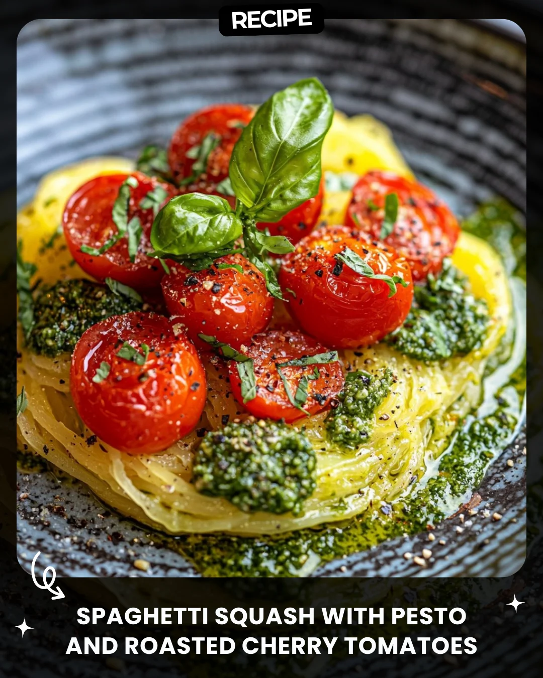 Spaghetti Squash with Pesto and Roasted Cherry Tomatoes