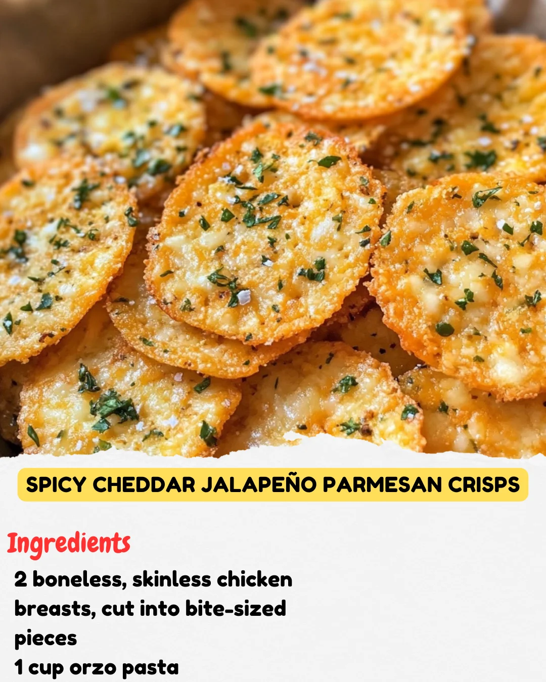 Spicy Cheddar Jalapeño Parmesan Crisps