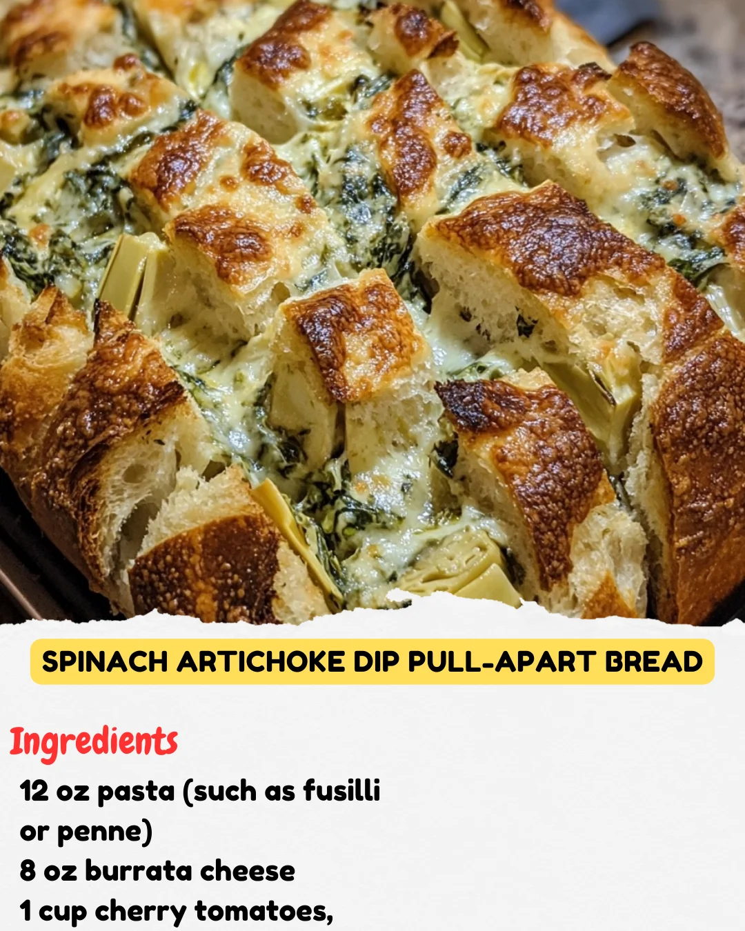 Spinach Artichoke Dip Pull-Apart Bread