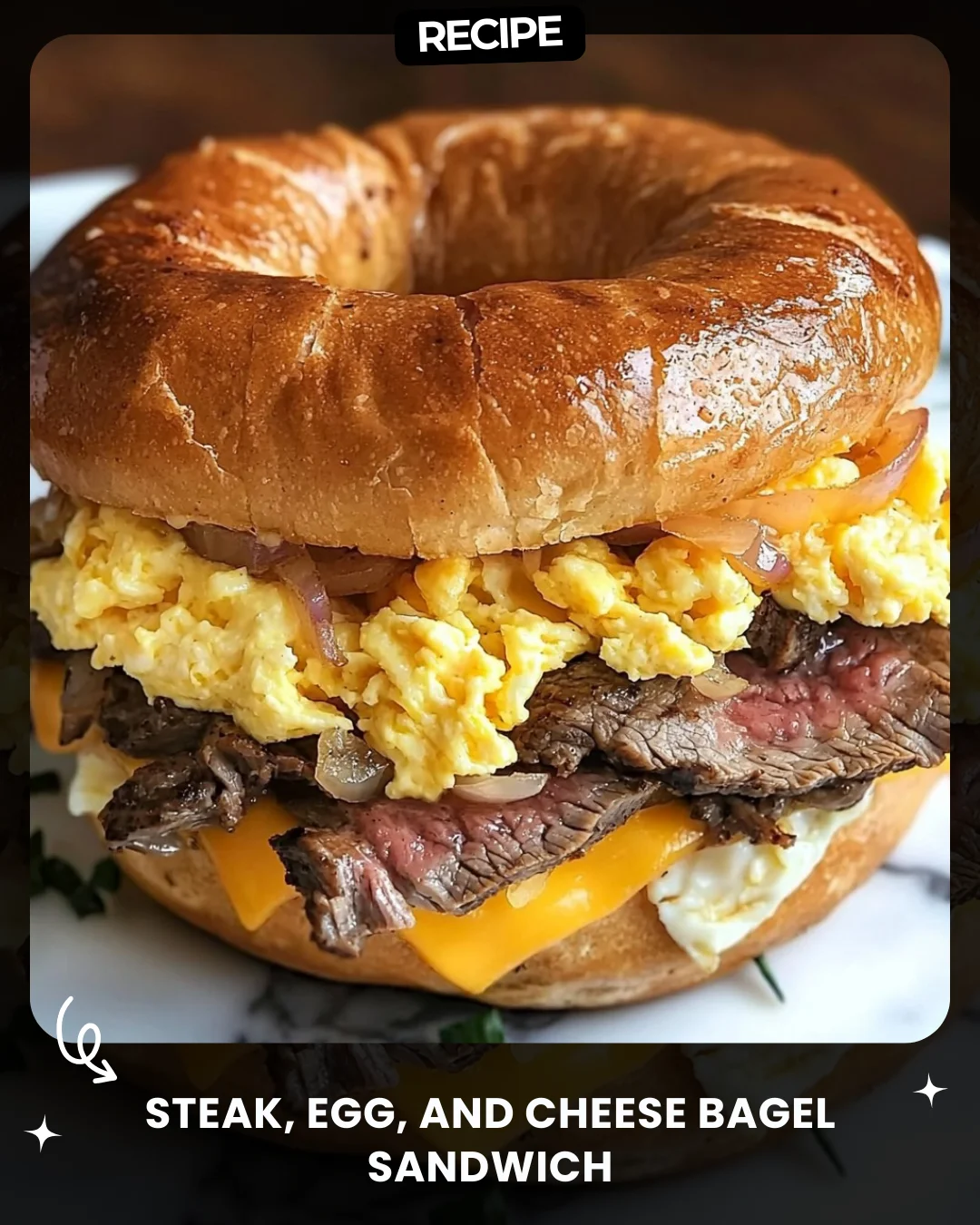 Steak, Egg, and Cheese Bagel Sandwich